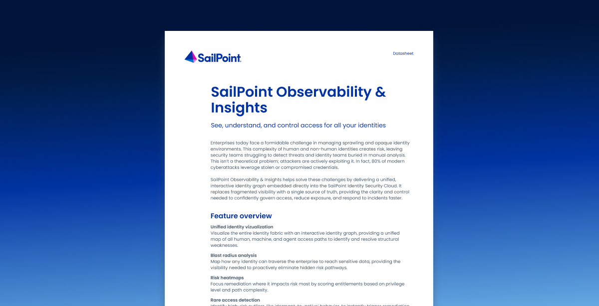 First page of Observability & Insights datasheet on a blue gradient background