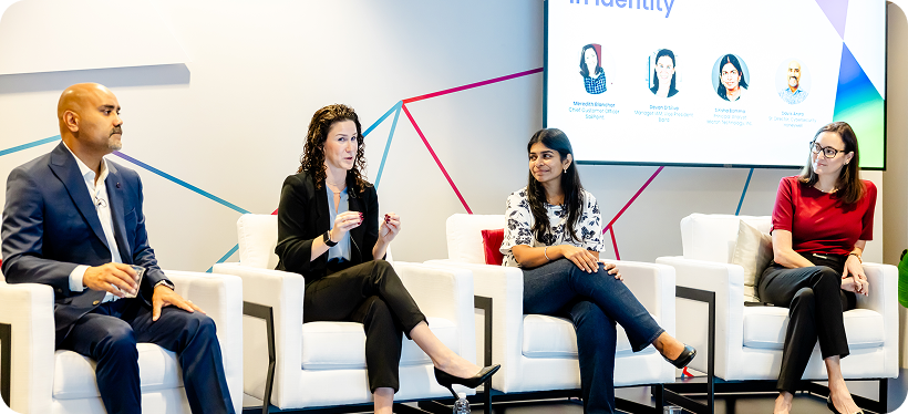 Woman in identity panel discussion