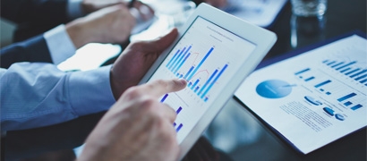 Tablet showing charts