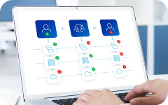 Laptop screen showing diagrams and file icons
