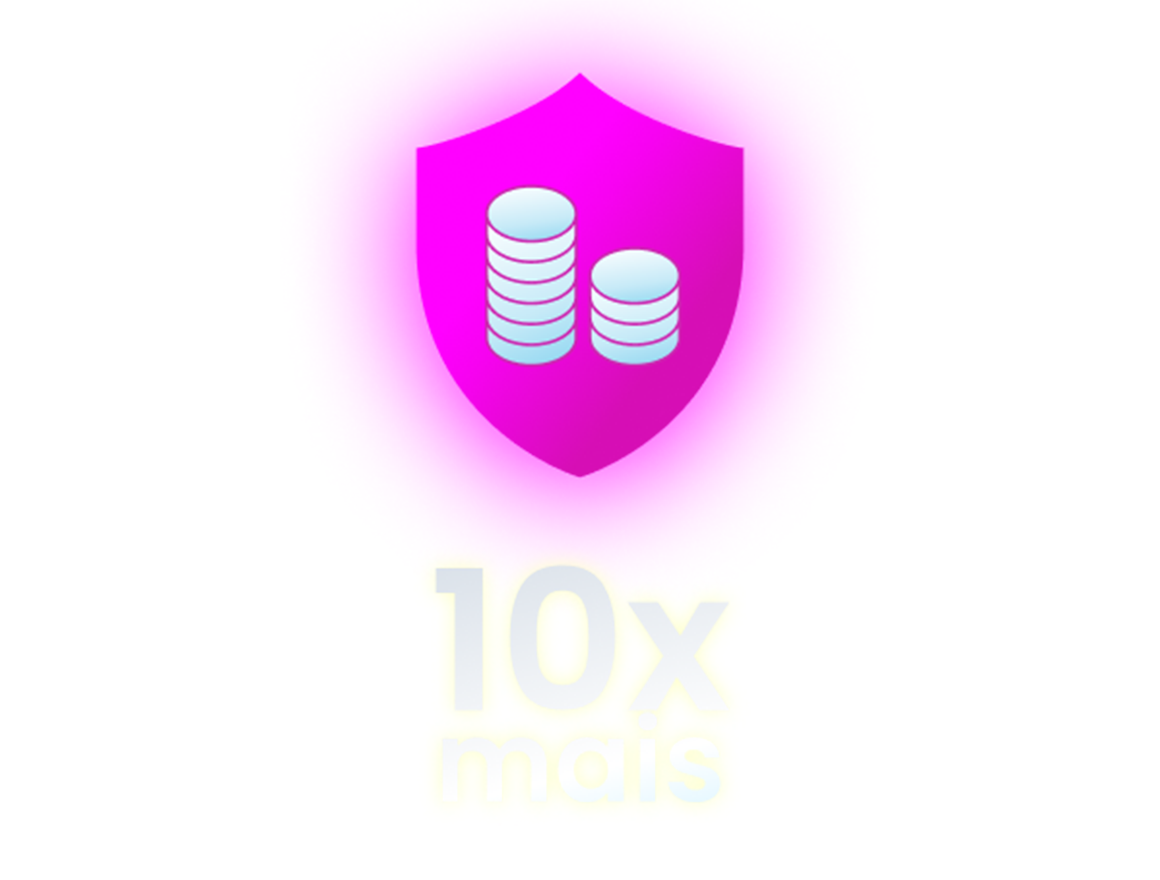 10x more - shield with coins in the middle of it