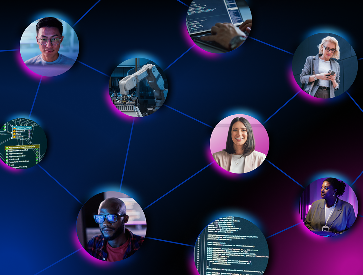 Network of humans, machines, and code