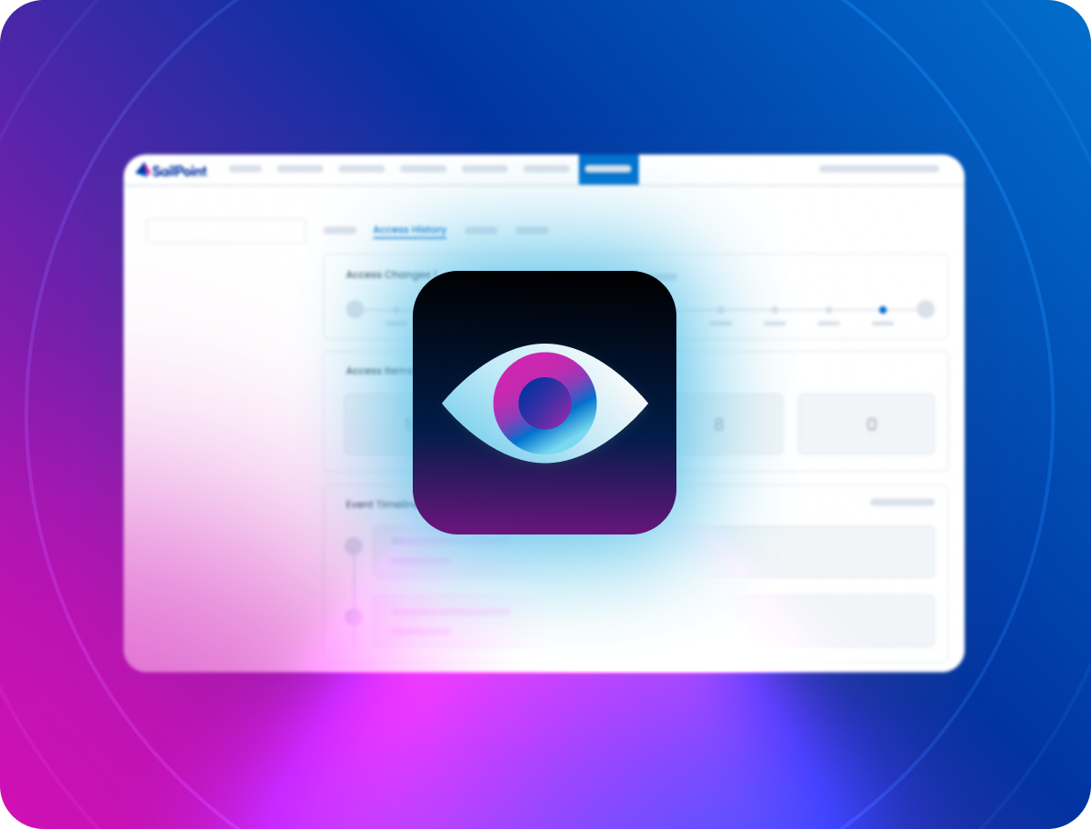 SailPoint discovery dashboard with a visibility icon representing unmanaged app discovery