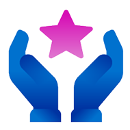 Icon depicting hands holding a star