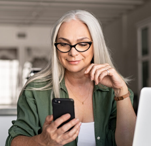 Woman looking at smartphone