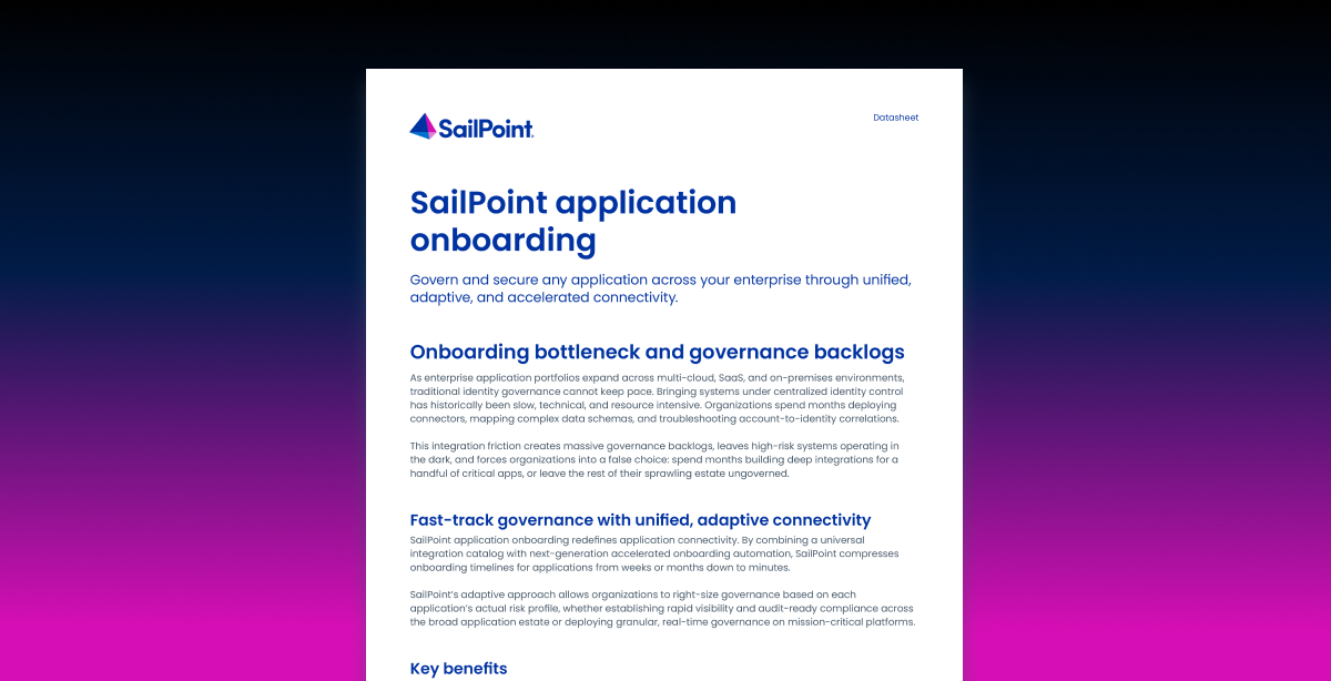 Resource thumbnail for SailPoint application onboarding