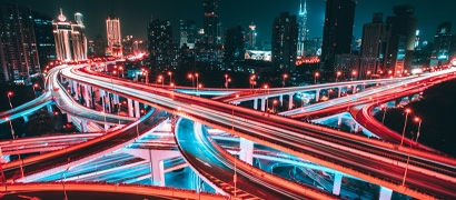 Highway overpass at night