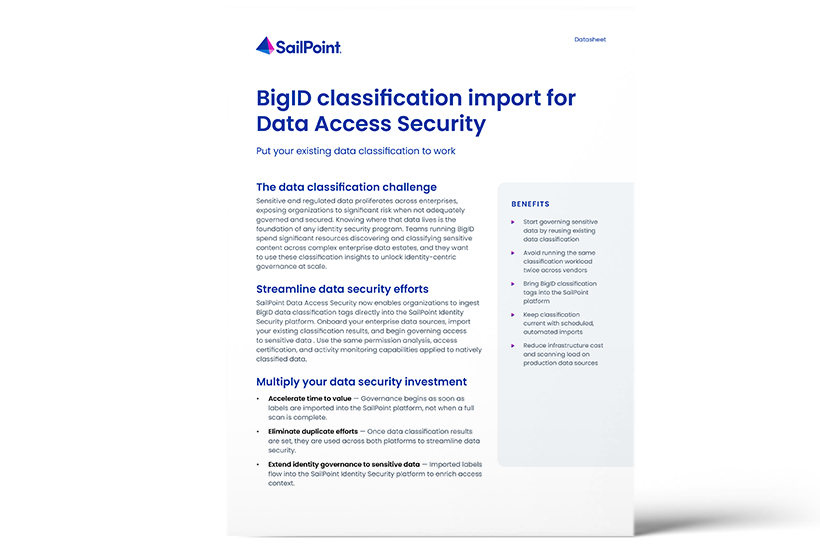 Cover artwork for BigID Classification Import for SailPoint Data Access Security