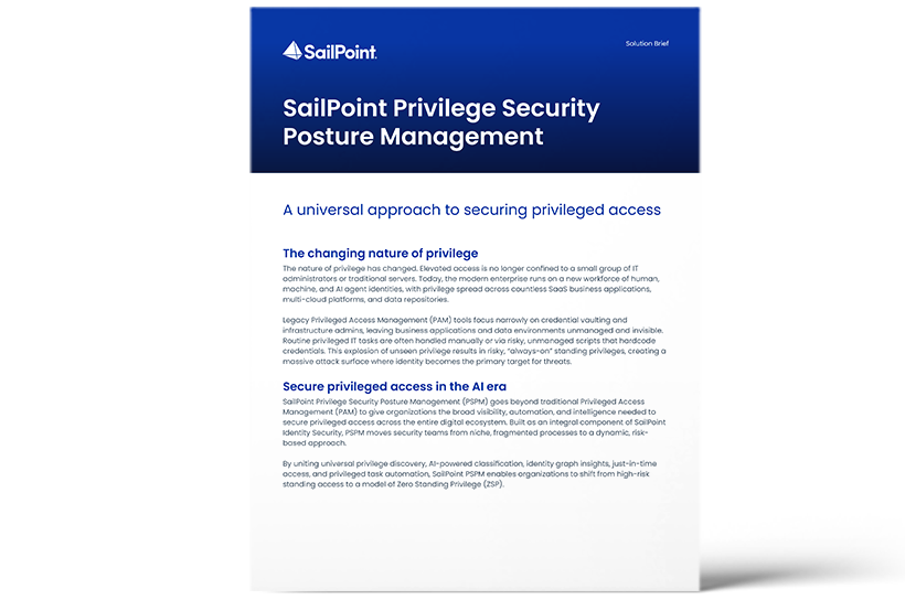 Cover artwork for SailPoint Privilege Security Posture Management