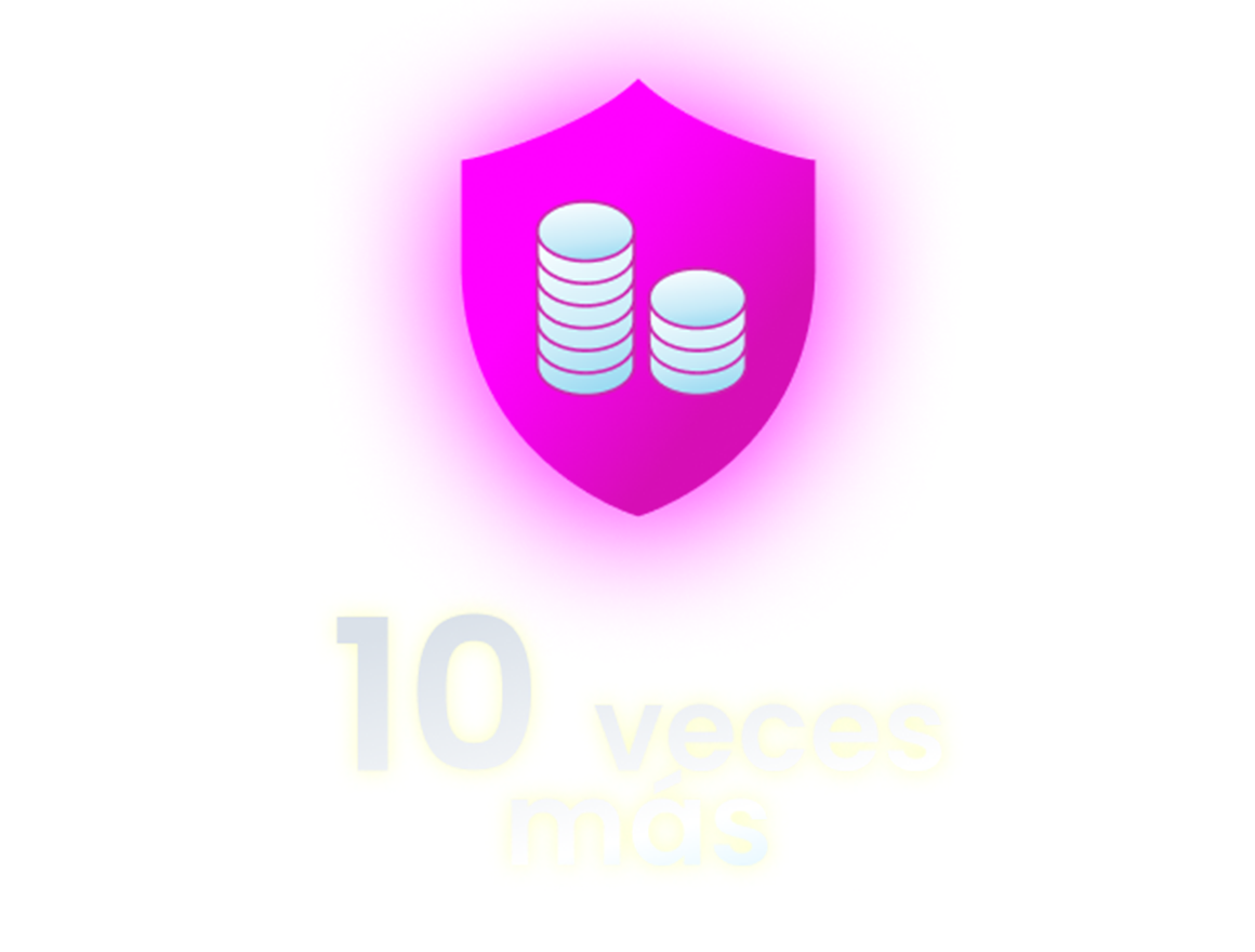 10x more - shield with coins in the middle of it