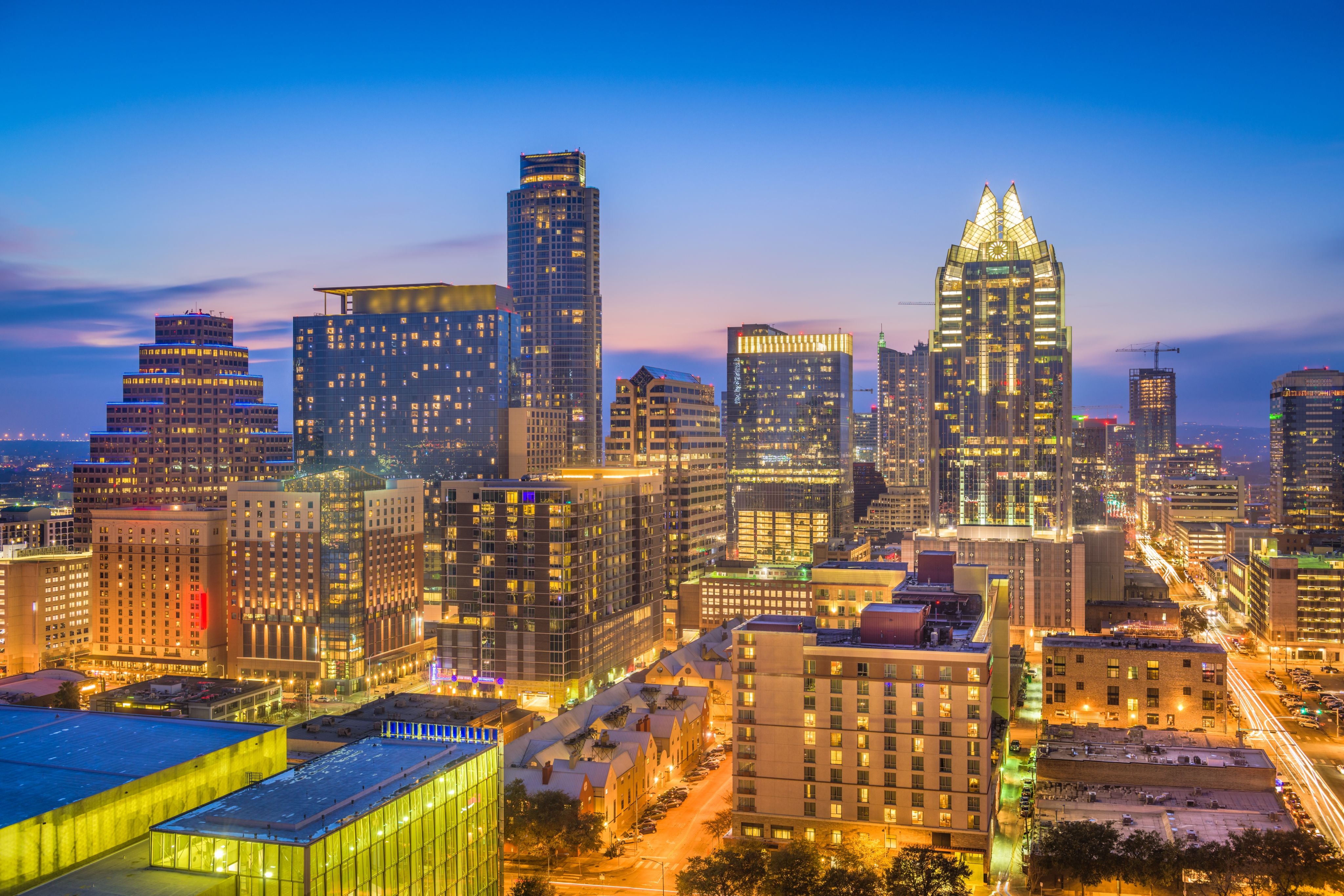Austin, Texas downtown skyline at dusk