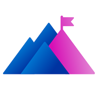 Icon depicting mountains with a flag on the peak