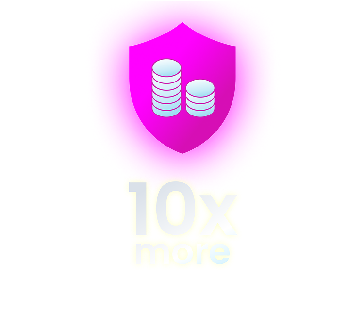 pink shield with stacked coins on it