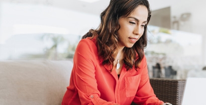 Woman working on laptop