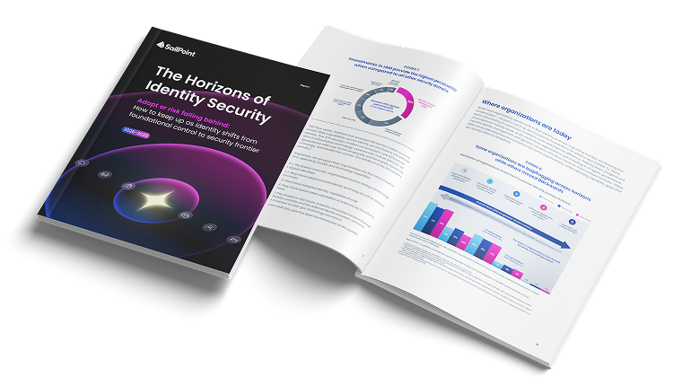 Horizons report, showing cover and several inside pages with charts and graphs on them
