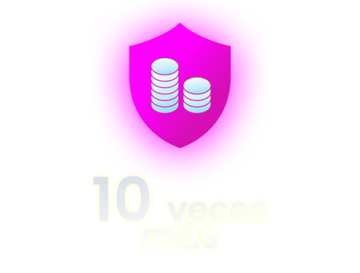 10x more - shield with coins in the middle of it