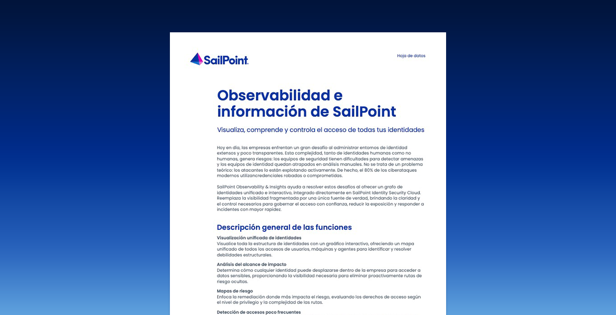 Primera página de la ficha técnica de Observabilidad e información sobre un fondo azul con degradado