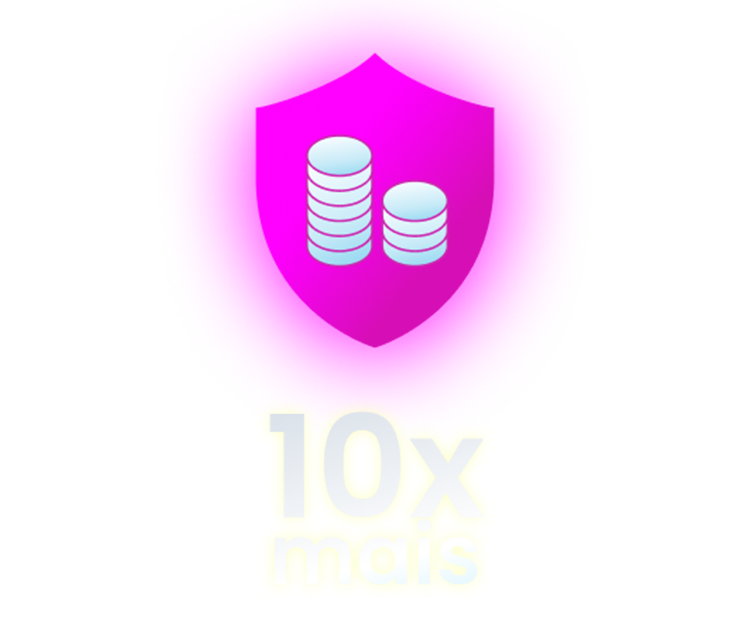 pink shield with stacked coins on it