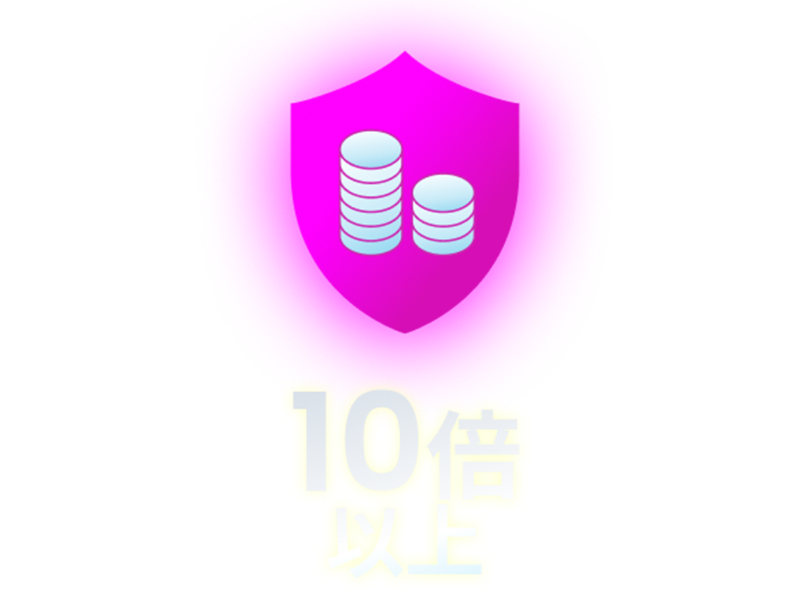 10x more - shield with coins in the middle of it