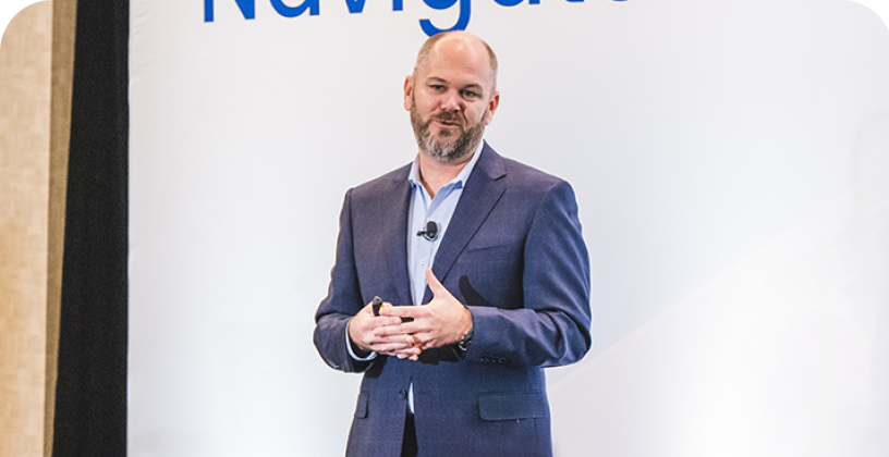 A speaker at a conference