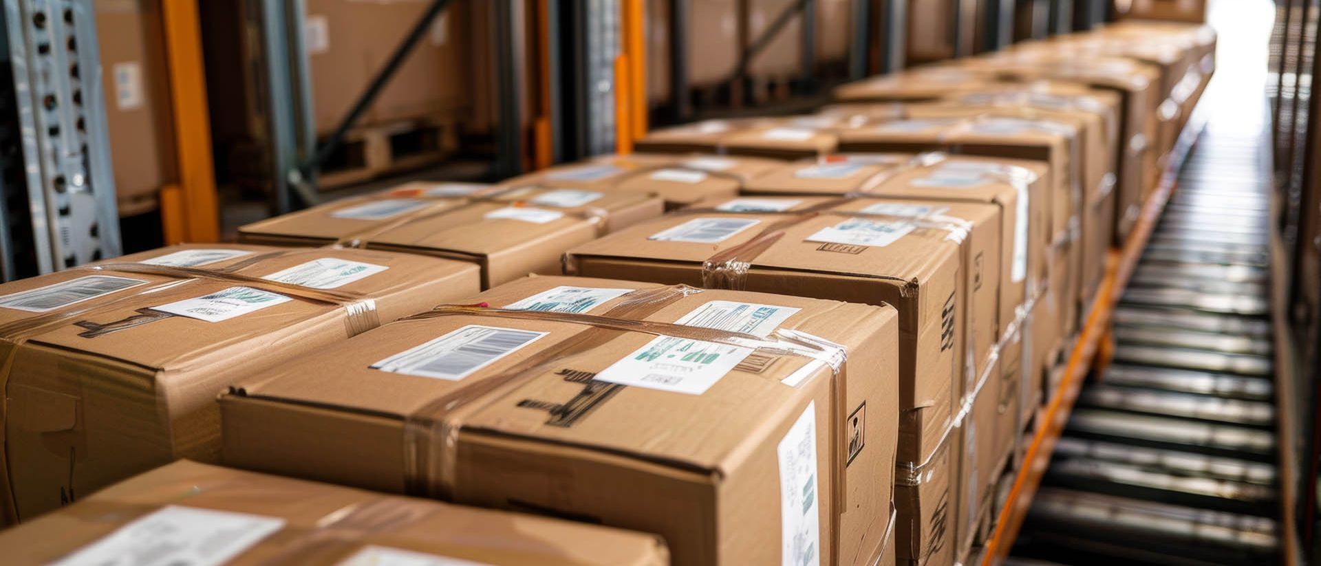 Pakete auf einem Förderband