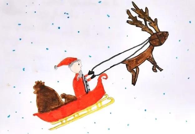 Disegno di bambino: Gesù Bambino con albero