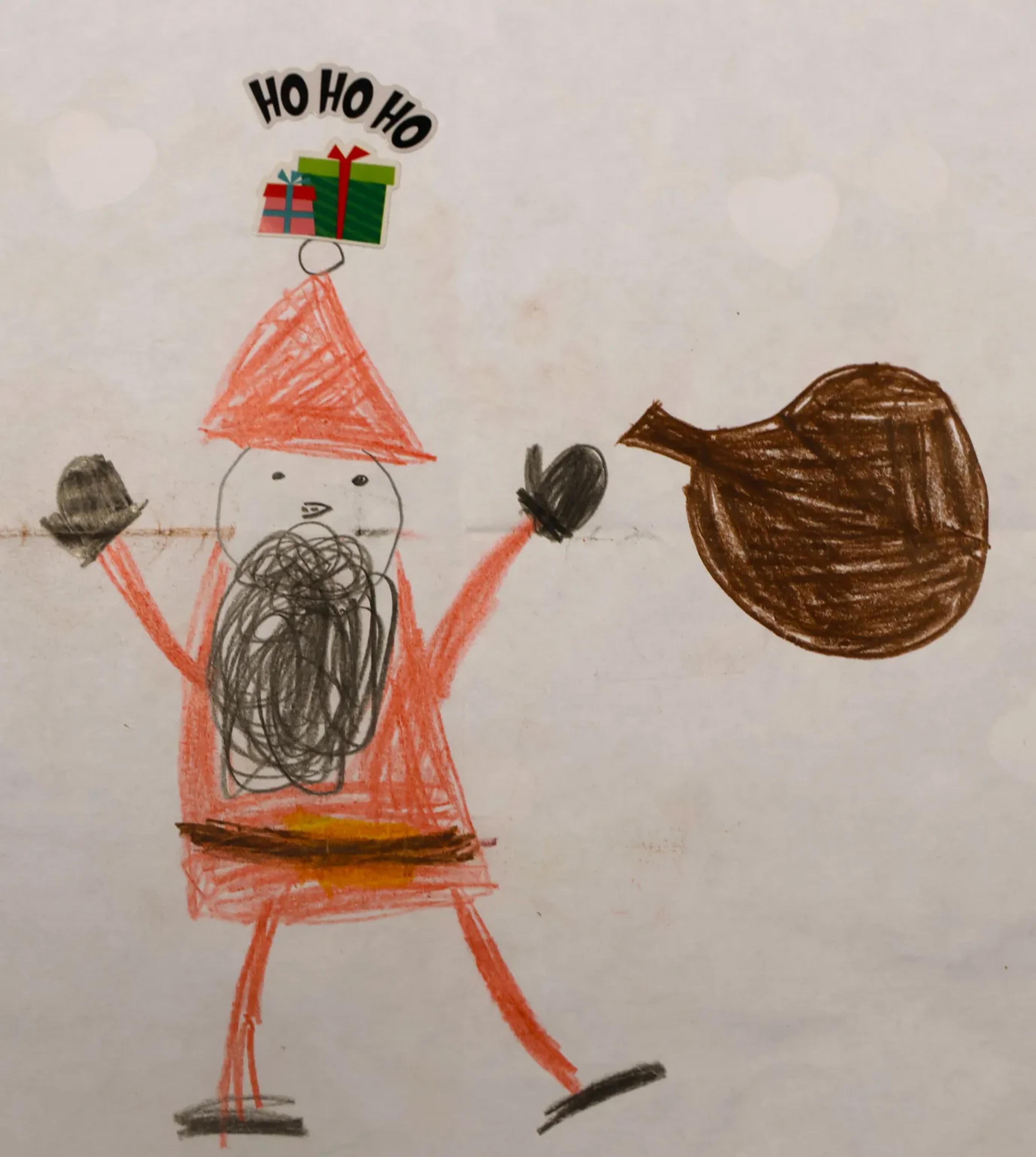 Disegno di bambino: Babbo Natale con sacco