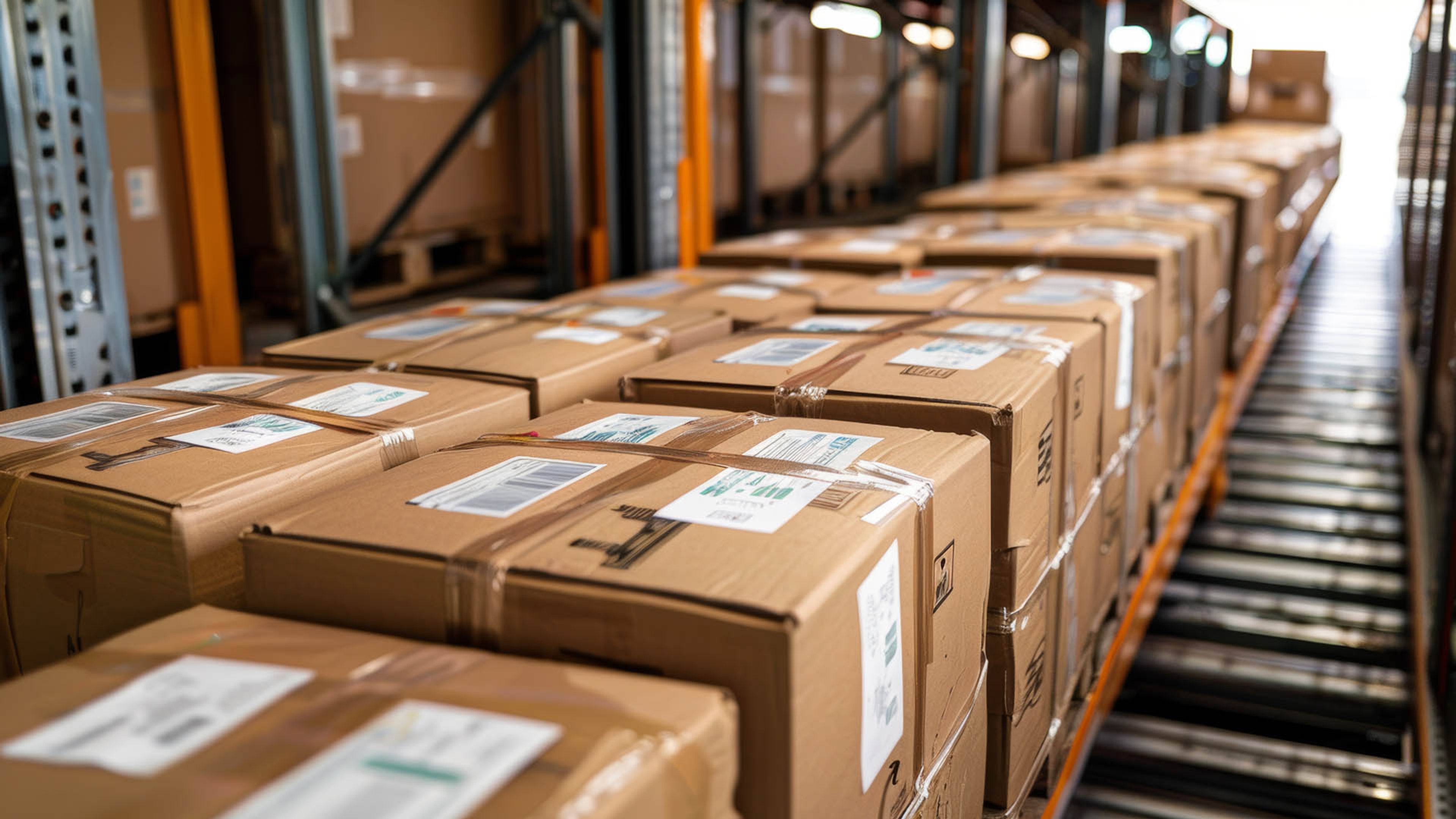 Pakete auf einem Förderband