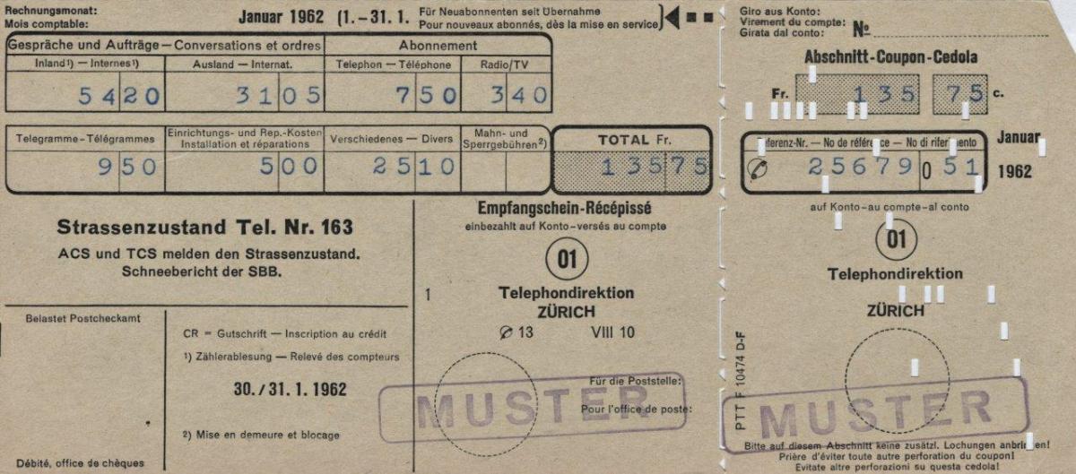 Un’occhiata al passato: una «scheda di versamento» risalente al 1962 | Fonte: archivio PTT, modulo n. 10474, scheda di versamento, 1962