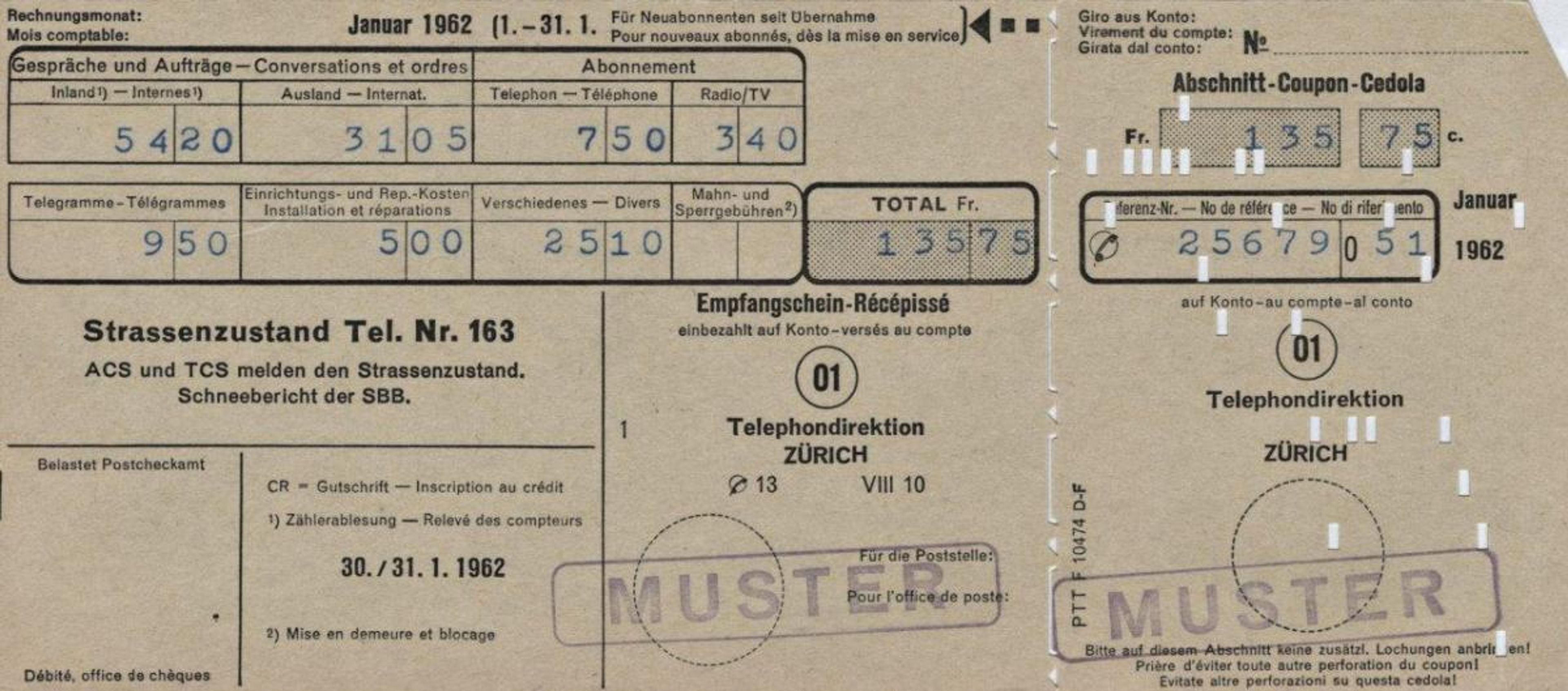Un’occhiata al passato: una «scheda di versamento» risalente al 1962 | Fonte: archivio PTT, modulo n. 10474, scheda di versamento, 1962