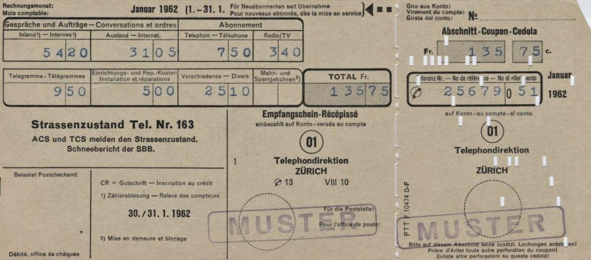 Un’occhiata al passato: una «scheda di versamento» risalente al 1962 | Fonte: archivio PTT, modulo n. 10474, scheda di versamento, 1962