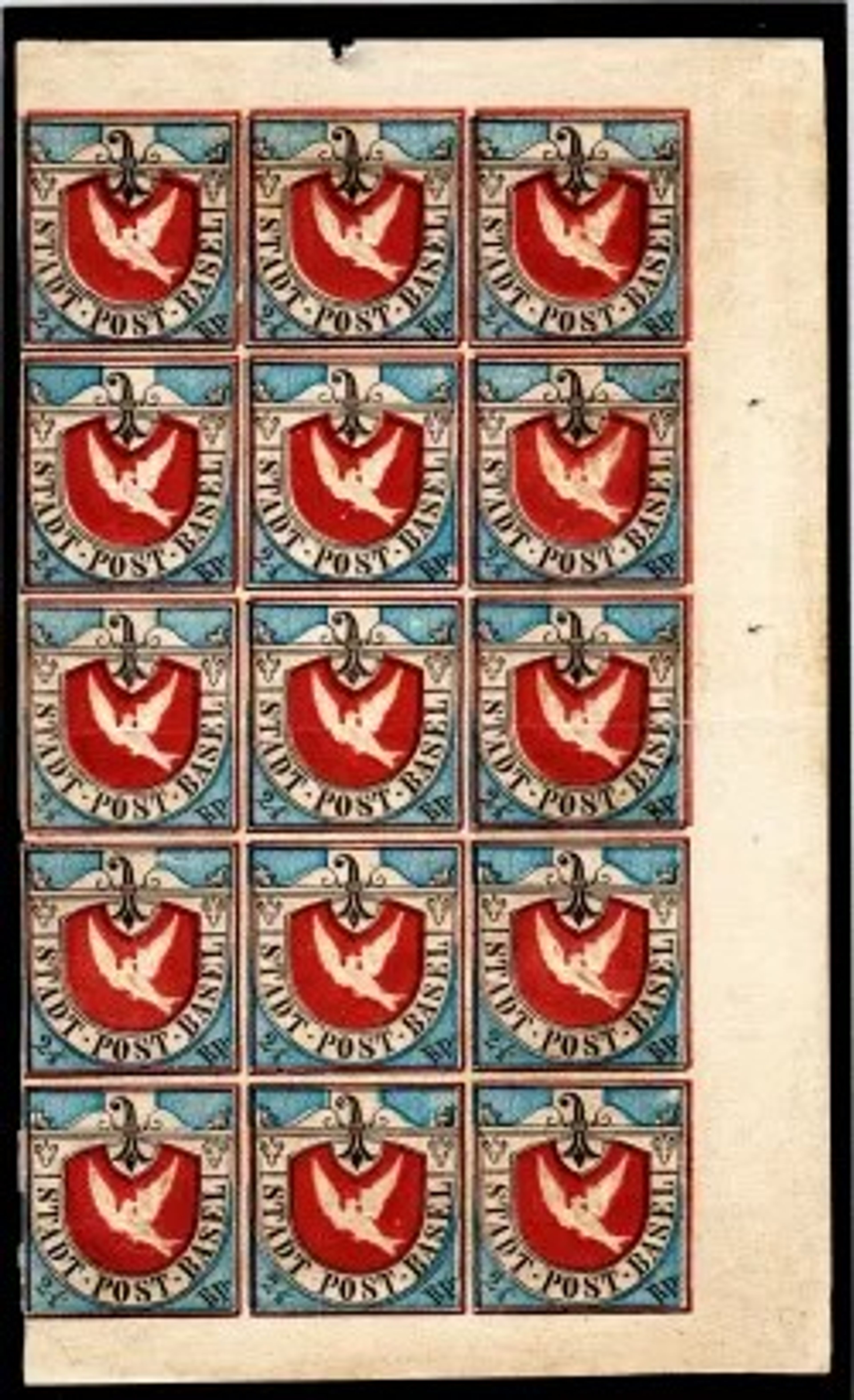 Basler Taube 15er Block. Wert: 1 Million CHF Foto: Museum für Kommunikation