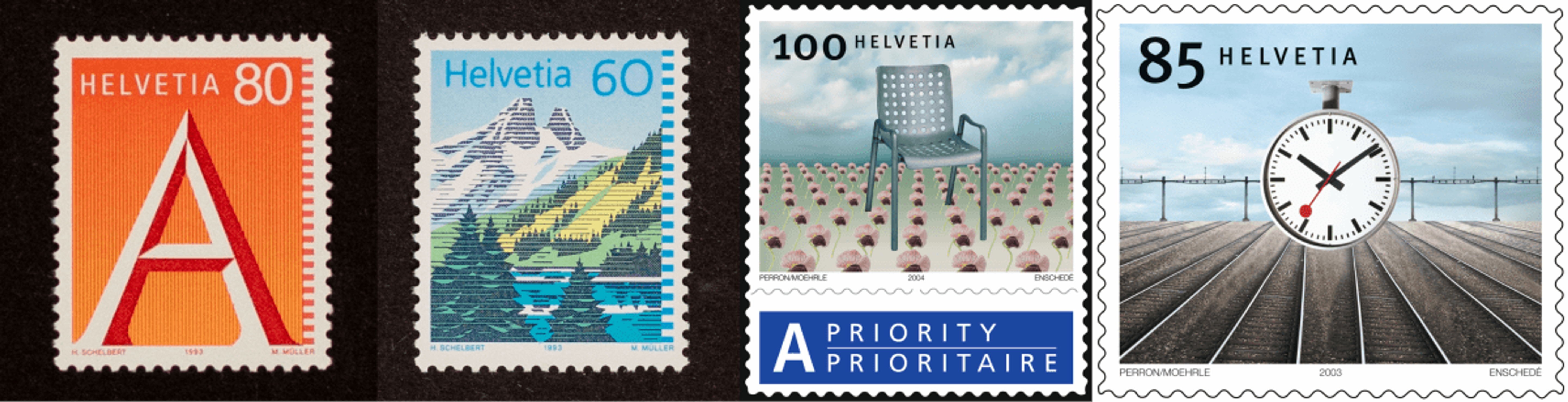 Vier Verschiedene A- und B-Post-Marken