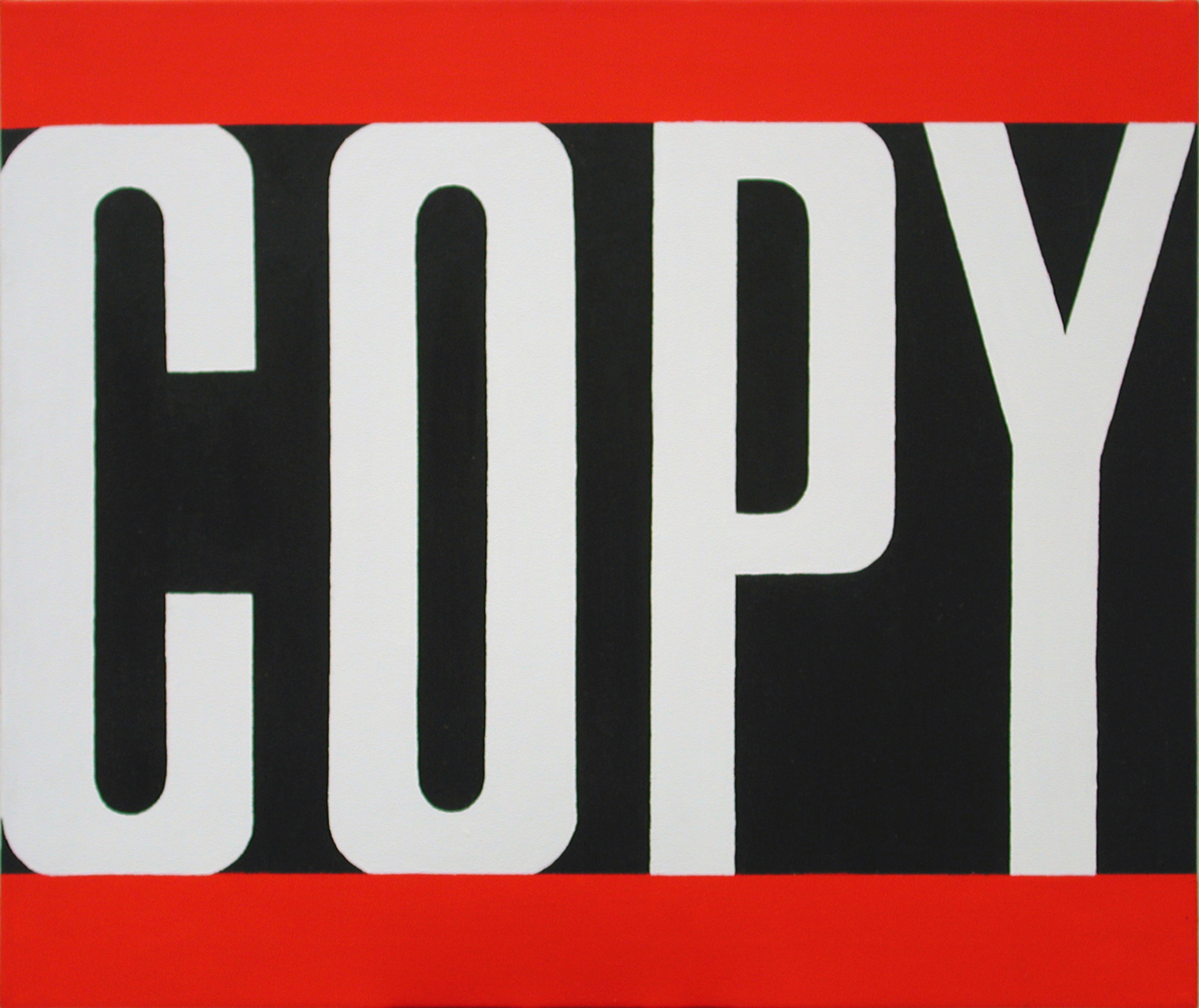White letters “COPY” on a black background with red bars at the top and bottom.