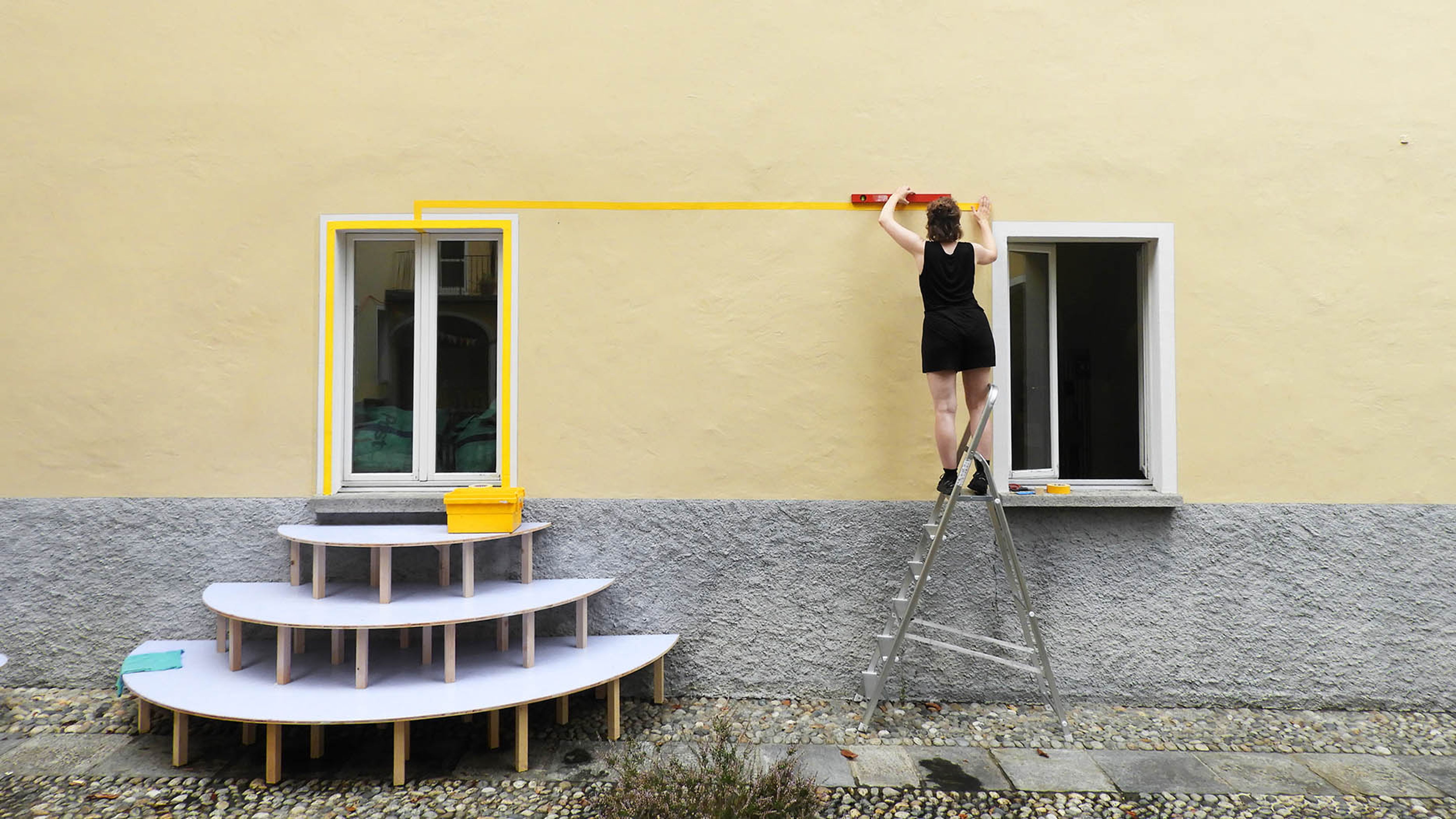 Nicole Brugger installs the last few metres to the Swiss Post space.