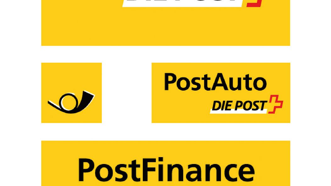 Logos der Post, PostFinance und PostAuto 2008.