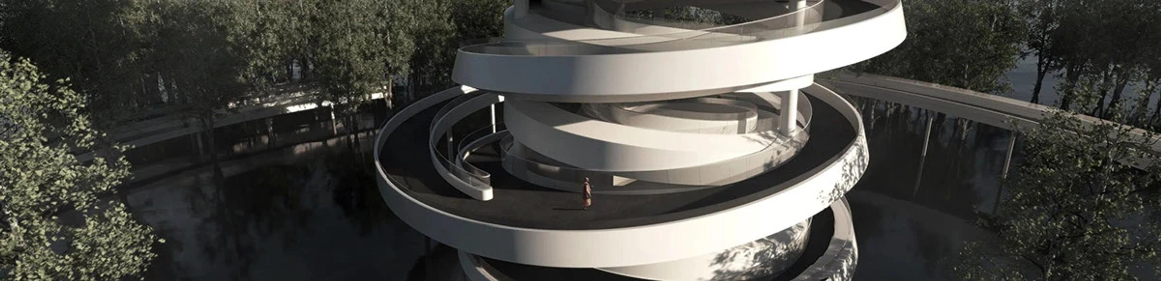 parametric design 参数化设计 景观塔 — Floating Forest Landscape Tower, Behance source module 15.