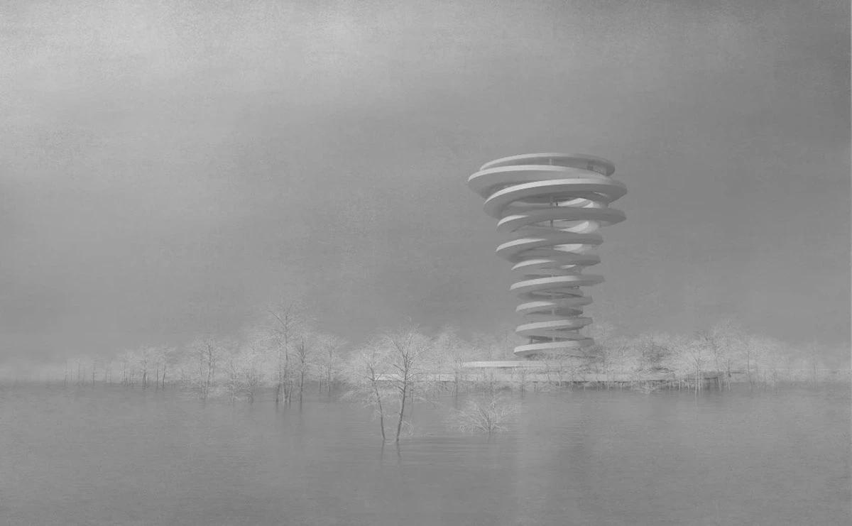 parametric design 参数化设计 景观塔 — Floating Forest Landscape Tower, Behance source module 8.