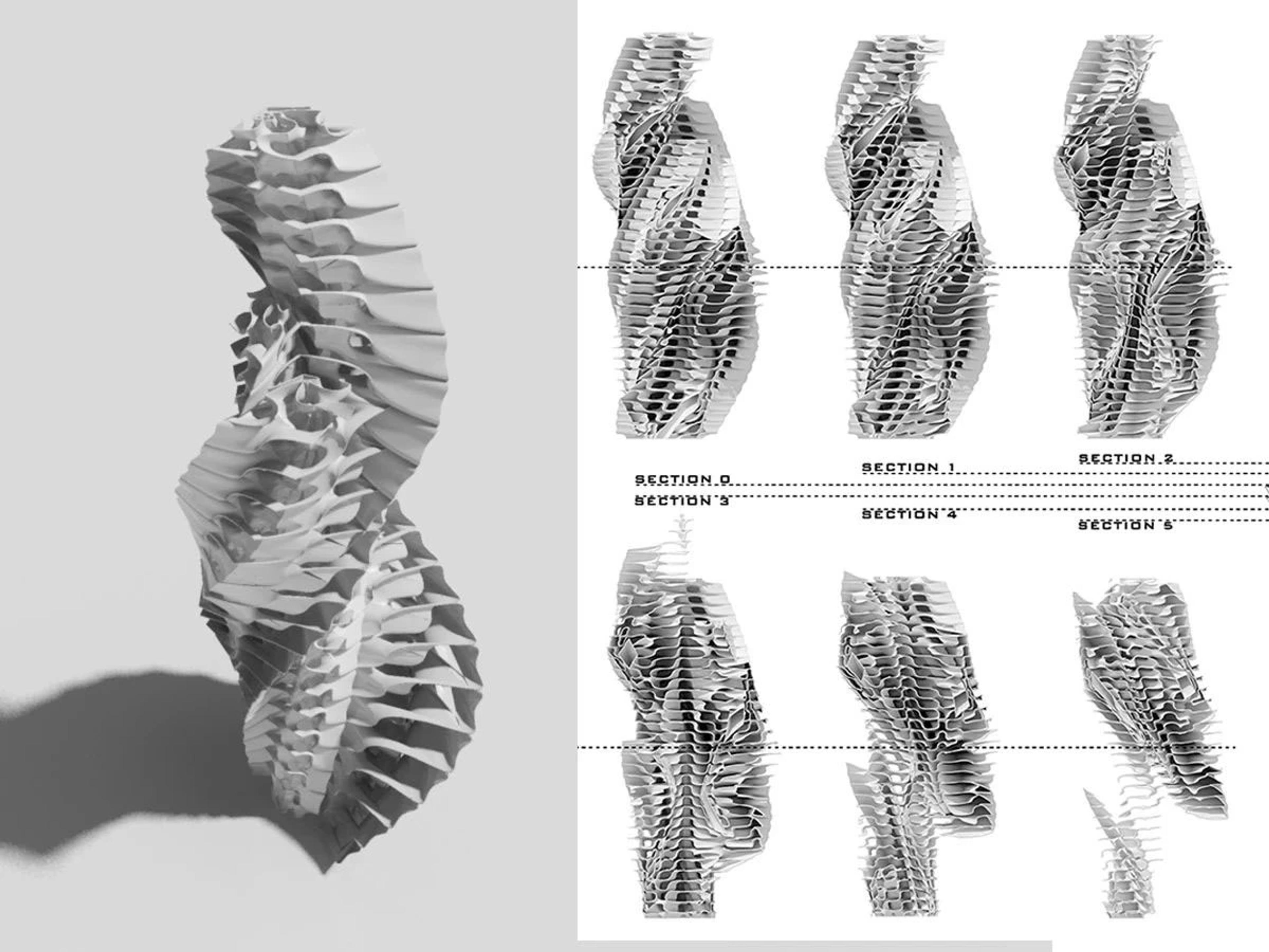 parametric design 参数化设计 景观塔 — Floating Forest Landscape Tower, Behance source module 32.
