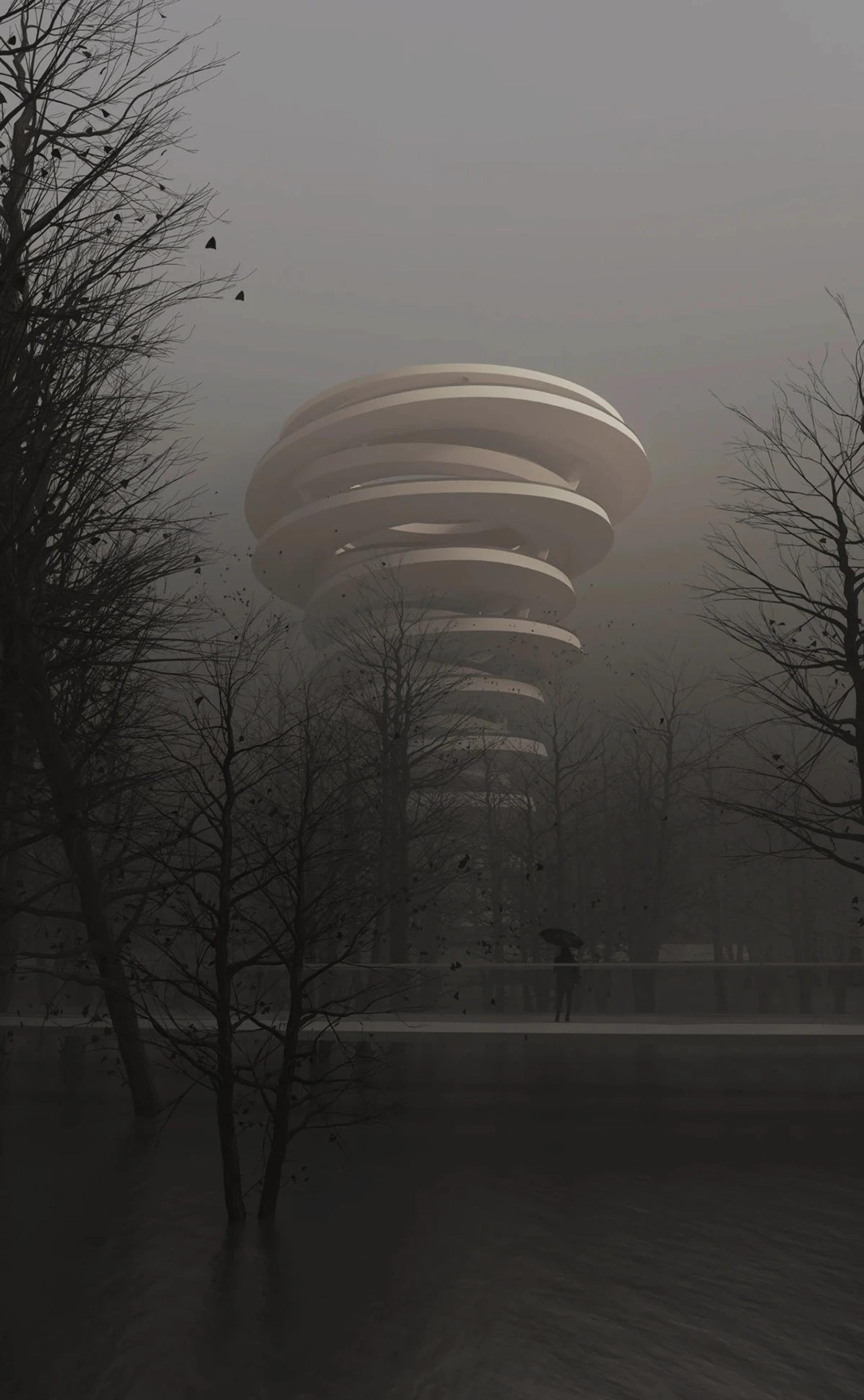 parametric design 参数化设计 景观塔 — Floating Forest Landscape Tower, Behance source module 50.