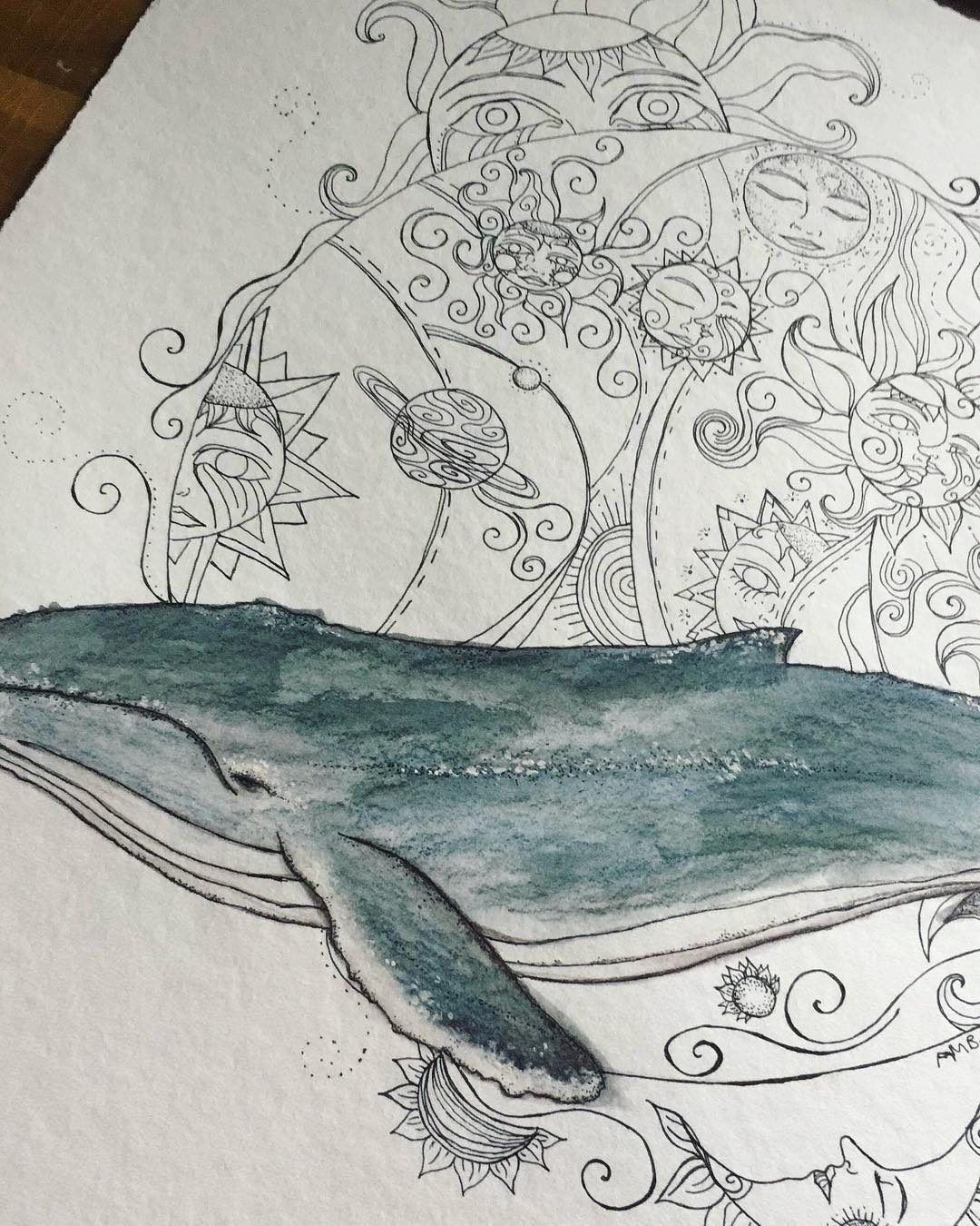 Ballena en acuarela