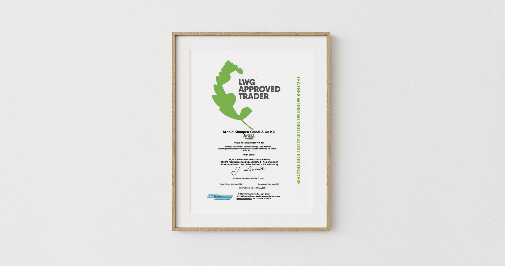 Leather Working Group Certificate