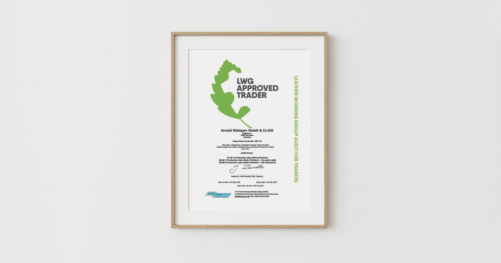 Leather Working Group Certificate
