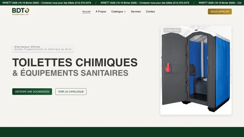 BDT International, toilettes portatives