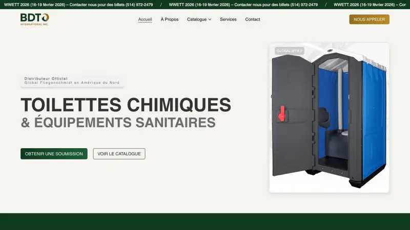 BDT International, toilettes portatives