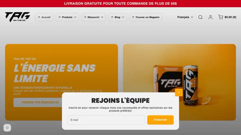 TAG On The Go, boisson énergisante