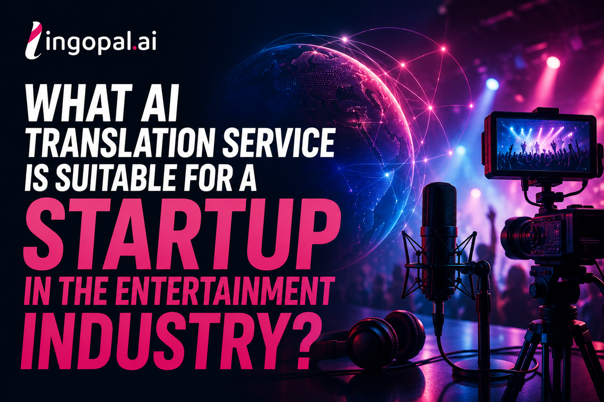 Entertainment production studio with AI-powered multilingual translation for live streaming, dubbing, subtitles, and global content localization using Lingopal AI Translation.