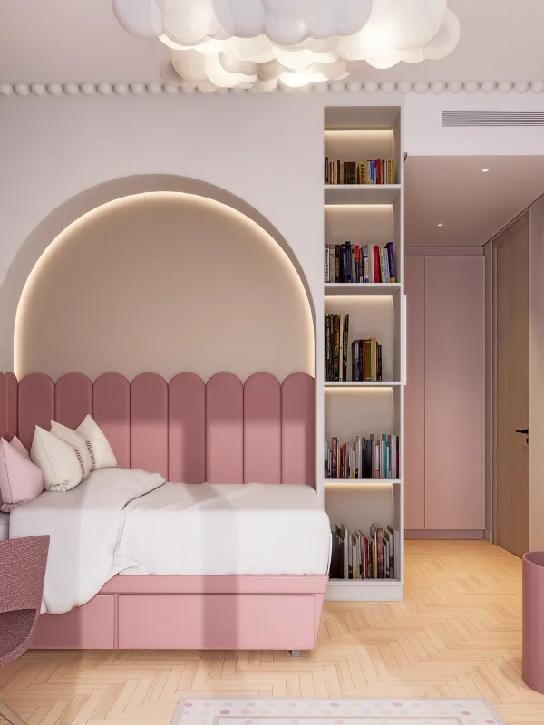 Pink girl bedroom design in Dubai 