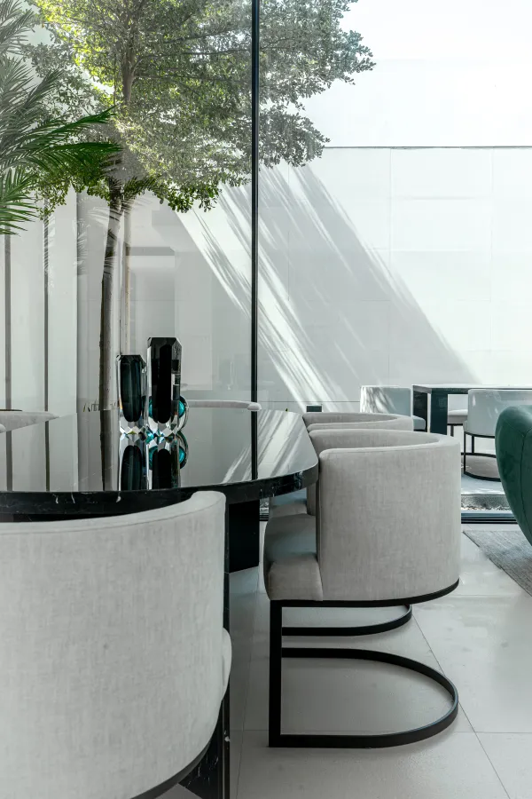 Marble dining table designed for luxury villa in dubai