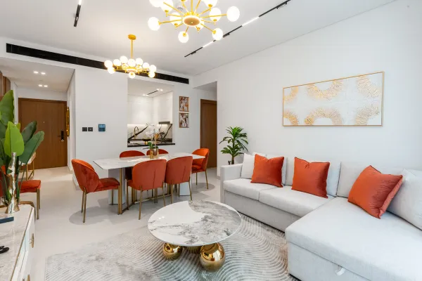 Airbnb living room design in business bay dubai